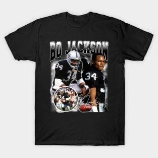 Bo Jackson Bo Knows Signature Vintage Legend Baseball Football Bootleg Rap Graphic Style T-Shirt